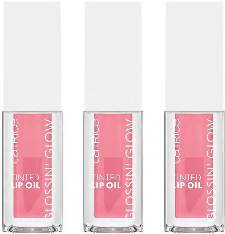 Catrice Glossin' Glow Tinted Lip Oil, Lipgloss, Nr. 010, Pink, pflegend, Färbeeffekt, mit Ölen, natürlich, vegan, ohne Parabene, ohne Mikroplastikpartikel, Nanopartikel frei, 3er Pack (3x4ml)
