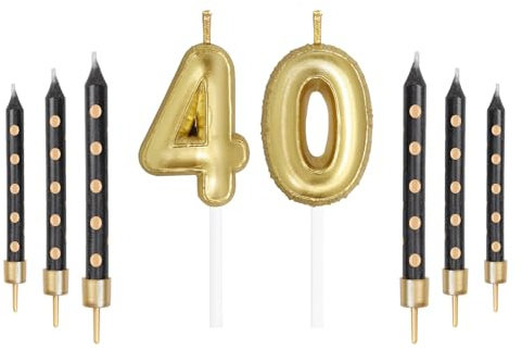Mciskin Gold Number Candles - 40 Birthday Candles for Cake, Wedding & Birthday Cake Topper