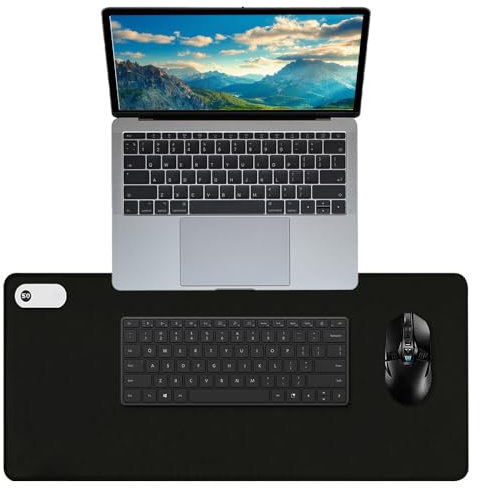 XPJBKC 80x33cm Tapis de Souris Chauffant, Tapis Souris Chauffant avec 3 Niveaux de Chaleur et Arrêt Automatique 3H, Sous Main Chauffant avec Chauffage Régional pour PC/Ordinateur Portable (Noir)
