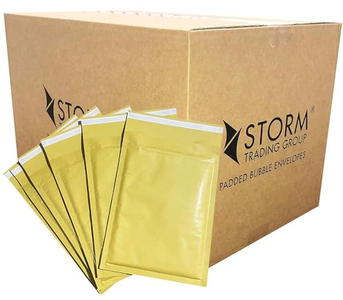 Gold Strong Padded Bubble Envelopes Lightweight Peel & Seal Cushioned Protective Packaging for Posting, Shipping & Mailing (100, STG 1 (110 x 165))
