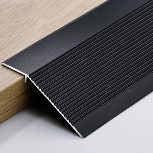 Bodenübergangsstreifen Aluminium, Schwellenreduzierer, Kantenverkleidung For Türen, Schwellenrampe, Fliesen, Laminat，Vorbeugung Von Stürzen, Wasserdicht Schwellenrampe ( Color : Noir , Size : Length: