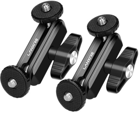 Lanxire Brazo mágico articulado flexible con cabezales de bola dobles con tornillos y agujeros de 1/4 pulgadas para monitor de cámara, luz LED, micrófono, trípode, compatible con jaula SmallRig -2
