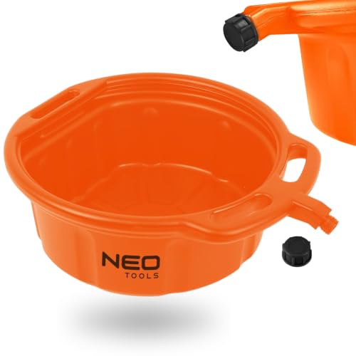 NEO TOOLS Ölwanne Mehrzweckwanne Öl-Auffangwanne für universellen Einsatz | Praktische Abtropfmöglichkeit Öl-Auffangwanne Aus Polyethylen Mit Tragegriffen, 12-16l, (Mit Ausgießer 16l)