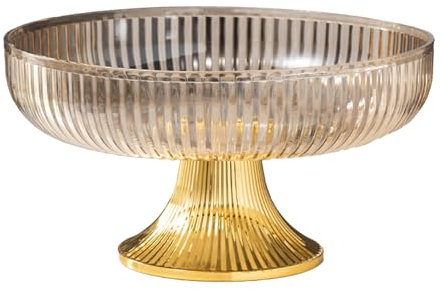 Tomotato Frutero, Moderno Pedestal Acanalado para Frutas y Nueces, Organizador de Servir con Patas para Decoración de Centro de Mesa(Ámbar)