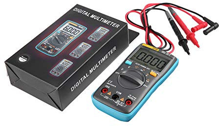 Mini Multimetro Digitale Portatile AC DC Tensione Corrente Resistenza Diodo Tester di continuità Retroilluminazione LCD, Display a Luce Bianca, Clip Tascabile Facile