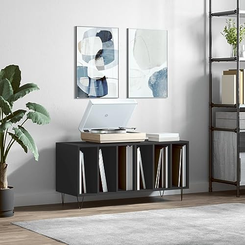 prissent Mehrschichtige Tür Mobile Schallplatten Vinyl Bücherregal schmal TV-Schrank Wohnzimmer Lowboard CD Regal CD Regal Bücherregal Holz Schwarz 100 x 38 x 48 cm aus Holz