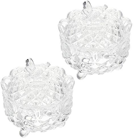 QXSJEDYCH 2 uds Plato de Cristal for Dulces Mariposas de Cristal en Forma de Tarro de Caramelo Transparente azucarero Caja organizadora de Joyas for Cocina hogar tocador Tarro Tarros