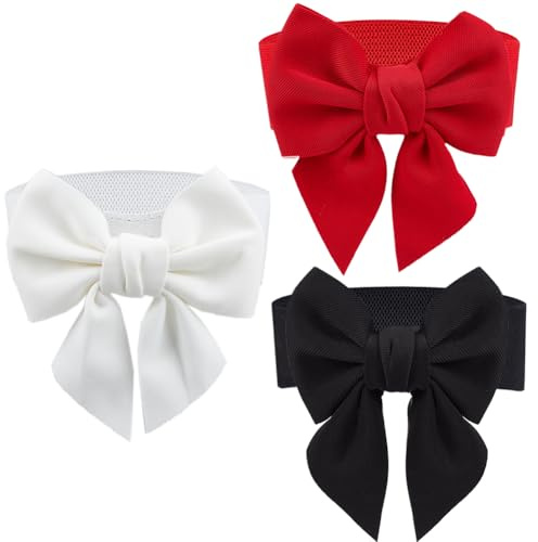 CRASPIRE 2 Colori Cinture Elastiche con Fiocco Nero Rosso Bianco Fiocco di Stoffa Ampio Elasticizzato Fusciacca Cravatta Elastica Catena Cintura In Vita Fascia Vintage per Donna Donna Matrimonio