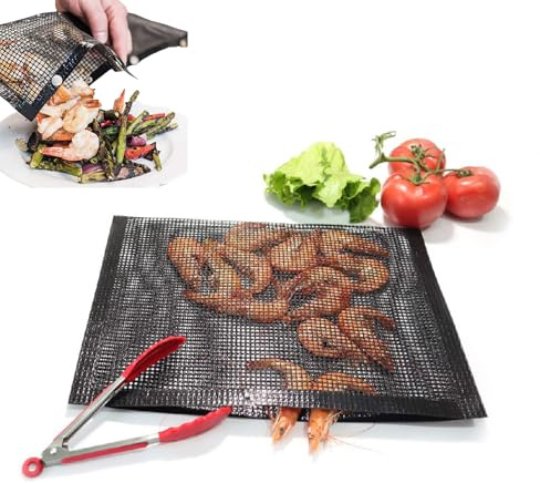Stora BBQ Mesh Grillpåsar NonStick Grill Mesh Bag Högtemperaturbeständig väska för Elektrisk Gas Kolgrill för Träkol Gas Elektriska Rökare Grillare (Large (50 X 35 X 25cm / 19.7 X 13.8 X 9.8in))