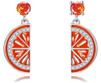 DAYLINLOVE Früchte Ohrringe 925er Sterling Silber Wassermelonen/Ananas/Erdbeer/Trauben/Orange Tropfen Ohrringe Sommerfrucht Schmuck Jahrestag Valentinstag Geschenke für Damen Frauen Mädchen