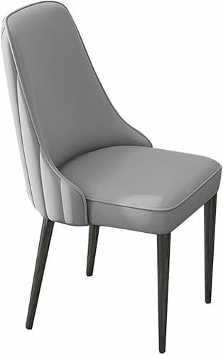 Widppsopt Esszimmerstühle, modern, PU-Leder, hohe Rückenlehne, gepolsterter weicher Sitz, Schreibtischstuhl für den Haushalt, stabile Metallbeine in Eisenkunst (hellgrau, Schwarze Füße)