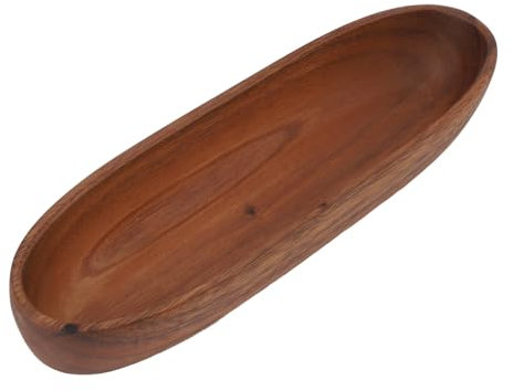 Jenngaoo Wooden Fruit Bowl, Oval Salad Bowl Multipurpose Large Capacity Wooden Boat Shaped Bowl for Food Bread Fruits Snack Dessert (L 30cm / 11.8in)