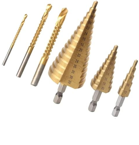 6-teiliger Stufenbohrer-Bohrer-Satz, Fräser, 4-12, 4-20, 4-32 mm, 3 6 8 mm, for die Holzbearbeitung, Metallkernlochöffner(6Pcs No Box)
