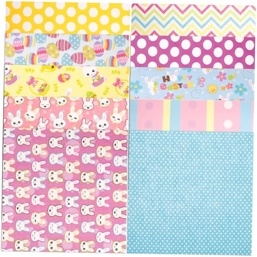 VILLCASE 10 Stück Ostern Dekostoff DIY Nähstoff Nähstoff Stoff DIY Patchworkstoff Patchworkstoff Stoff Für Kleid Stoff Zum Nähen Und Quilten Stoff Quadrate Baumwolle