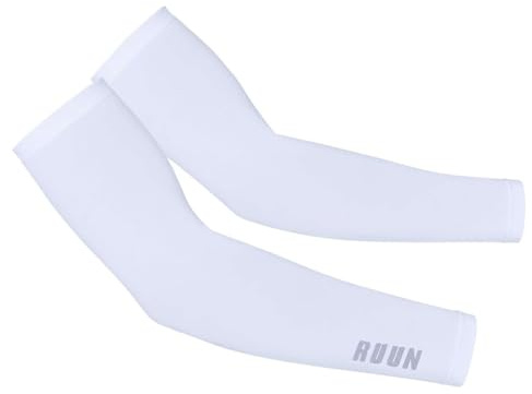 RUUN Roubaix - Scaldamuscoli termici invernali da ciclismo, da corsa, antiscivolo, per bicicletta, bianco, Small/Medium