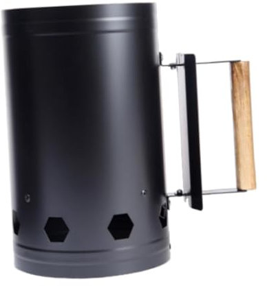 F Fityle Cheminée D'allumage pour Barbecue avec Manche en Bois et Seau à Charbon pour Barbecue, Fête, Cuisine