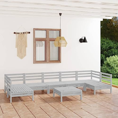 KTHLBRH 8-TLG. Garten-Lounge-Set Weiß Massivholz Kiefer Balkonmöbel-Sets Terrassenmöbel-Sets Gartenmöbel-Sets Outdoor-Möbel-Sets für Terrasse, Garten, Balkon