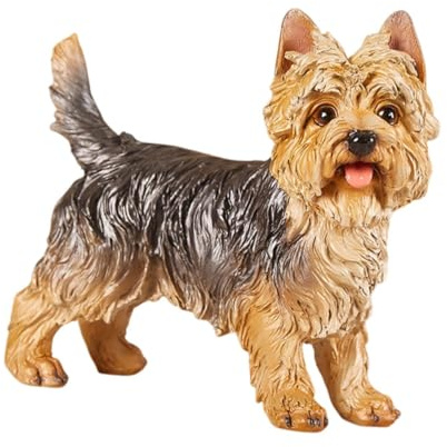 Milageto Estatua de Perro, Adorno de Mesa, Figura Decorativa Coleccionable de Yorkie, Escultura de Animal para Escritorio, Mesa, Centro de Mesa, Estante de, de Pie
