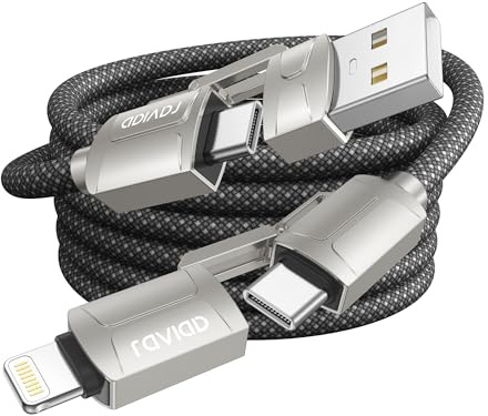 RAVIAD Multi USB Kabel Universal Ladekabel[3M]Nylon Schnell 4 in 1 Mehrfach | Ladekabel 60W PD mit USB C/A auf Lightning, USB C/A auf Typ C für iPhone,Android Samsung Galaxy,Huawei,Oneplus