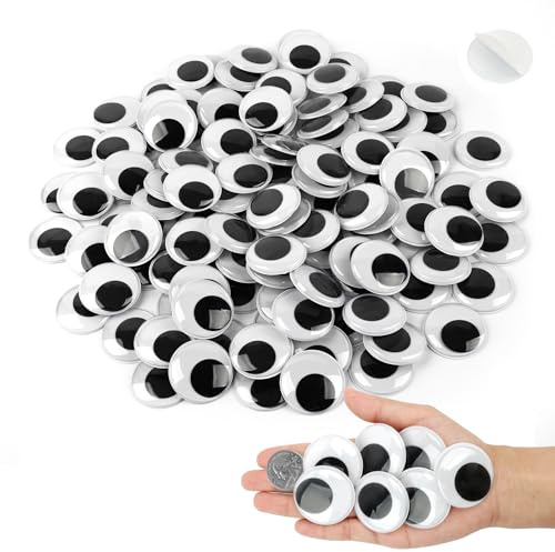 Hoiny Wackelaugen Selbstklebend Groß 40mm, 120 Stück Kunststoff Kulleraugen, Runde Schwarz Wackelaugen, Bastelaugen Augen Aufkleber für Scrapbooking, Handwerk und Spielzeugzubehör