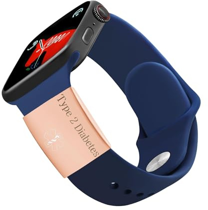 Oneress Bracciale da donna in acciaio inox con etichetta tipo 2 in oro rosa, piastrina con identificazione medica incisa, bracciale di allerta per identificazione medica, per la sicurezza sportiva