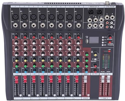 EHOGOBOA BT Audio Mixer, 8-Channel Bands Mixing Boards For Studio Recording, Bluetooth Portable Audio Mixer Sound Mixing Console MP3 Jack