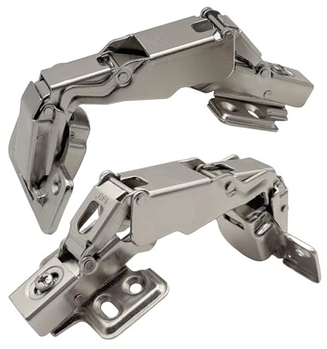 180 Degree Frameless Cabinet Doors Hinges, Concealed Hydraulic Adjustable Mounting, Soft Closing Nickel-Plated Steel Buffer Dampers, 180 Degree Hinge /2Pcs (Full Overlay)