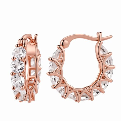Ohrring Silber/Gold/Rosegold, Klein Ohrringe Silber Creolen Damen 925, Ohrringe Rund Kleine Hoop Earrings, Silberne Ohringe Damenohrringe mit Kristall Geschenke für Frauen Mädchen,18MM