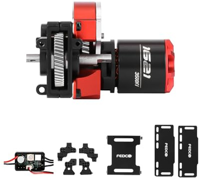 FEDCO SCX24 Brushless Motor and ESC Combo Hobbywing QUICRUN Outer-1621SL Motor with Shock Mount,Receiver Plate,Battery Tray for Axial SCX24 Upgrades 1/24 RC Crawler,RTR Version