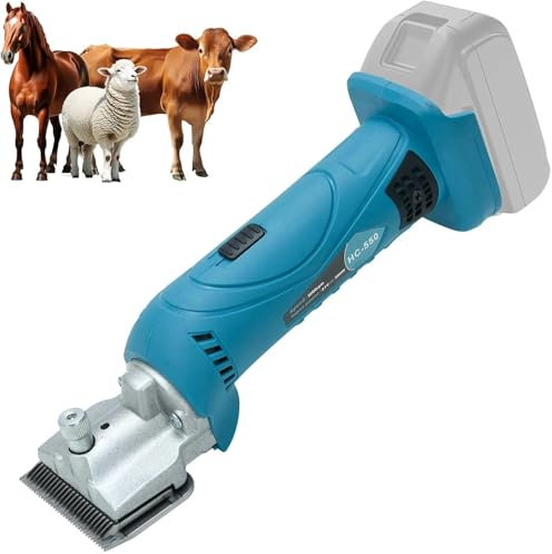 Schermaschine Pferd kompatibel mit Makita 18V Akku, 500W 2500 RPM/Min Motor, 6 Gang Profi Pferde Schermaschine für Rinder für Dickes & Verfilztes Haar (ohne Akku)