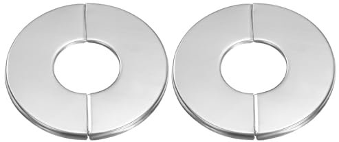 sourcing map 2pcs Wall Split Flange 1.02 (26mm) Stainless Steel Round Self-Adhesive Split Flange Pipe Cover Clip-on Escutcheon Collar for Floor Ceiling Bathroom Kitchen Toilet