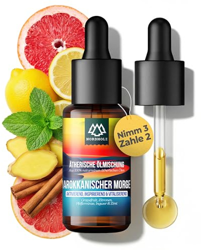 NORDHOLZ® Ätherische Öle [Mischung] Marokkanischer Morgen 15ml [100% Naturrein] Würzig & belebend – Duftöl In Pharmaqualität – Laborgeprüft – Für Sauna, Diffusor & Aromatherapie