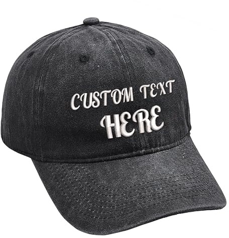 PSUNEY Cappello Personalizzato, Berretto da Baseball Personalizzato con Ricamo Testo Logo, Unisex Plain Cappello Regolabile, Natale Regalo per Madre, Padre, Uomo, Donna, Amico