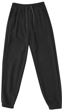 Pantalon en polaire chaud pour homme - Pantalon d'hiver doublé - Pantalon thermique épais - Pantalon de sport surdimensionné - Avec poignets - Taille élastique - Pantalon de loisirs - Couleur unie