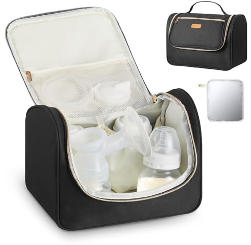 VEVOR Borsa per Tiralatte, Borsa per Biberon con Tappetino Impermeabile, Accessori per l'Estrazione e Conservazione del Latte Materno, per Biberon di Latte per Lavoro, Viaggio, Nero