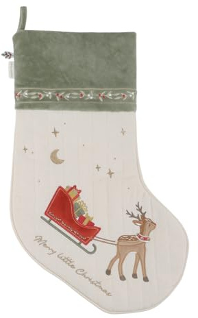 Little Dutch Weihnachtsstrumpf Nikolausstrumpf Nikolausstiefel zum Befüllen und Aufhängen XL - Weihnachten beige/grün