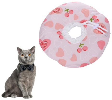 EPIGEIST Collier Elizabethan pour Chat et Chien S Col Protecteur Anti-égratignures Forme de Cœur Rose et Confortable Coton PP et Empêche Le Léchage et Favorise la Cicatrisation