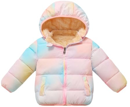 CHIACJYRSEDK Steppjacke Mädchen mit Kapuze Winterjacke Kinder Jungen Warm Puffer Jacke Gefüttert Wintermantel Teddyfutter Fleecejacke Kleinkinder Daunenjacke Winter Steppmantel Outdoor Kinderjacken
