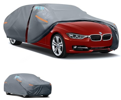 Tozaroa Car Cover for BMW 3 Series(2001-2026)100% Waterproof Breathable, Outdoor Full Exterior Covers All Weather Protection Rain Sun Dust with Zip and Cotton(Black)