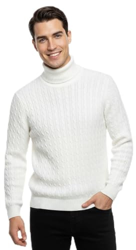 ER Direct Men's Cable Knit Turtle Polo Neck Jumper, Acrylic Blend, Multiple Colours, Ribbed Hem, Winter Wardrobe Essential, S-XL Sizes
