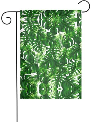 Monstera Deliciosa Drapeau de jardin imprimé palmier bananier pour extérieur, porche, pelouse, jardin, décorations de Noël
