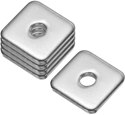 sourcing map Rondella quadrata, 5 pezzi M5 x 20 x 20 x 3 mm, in acciaio inox 304, rondelle piatte per fissaggio hardware