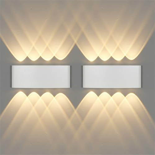 CANMEIJIA Außenwandleuchte 8W 3000K IP65 LED Wandlampe Aluminium Weiß 2 Pcs