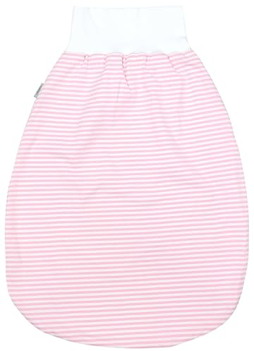 TupTam Baby Strampelsack mit breitem Bund – Unwattierter Schlafsack Baby aus Baumwolle für Frühling & Sommer, Farbe: Streifenmuster Rosa, Größe: 0-6 Monate