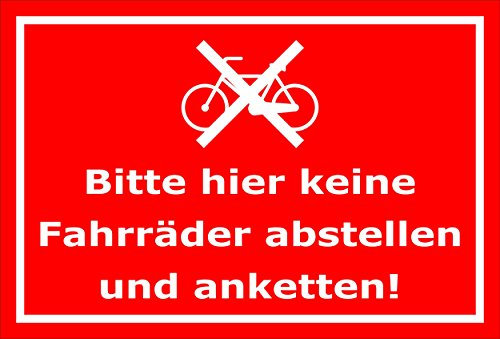 Melis-Folienwerkstatt Schild - Fahrräder abstellen - 30x20cm | Bohrlöcher | 3mm Aluverbund – S00050-022-D -20 Varianten