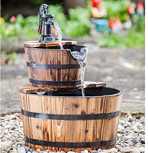 Heissner Gartenbrunnen Wooden Barrels mit 2 Kübeln (016591-00)