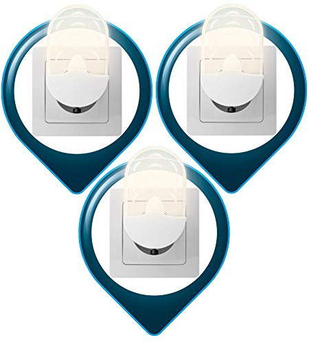 Trango 3er Pack LED Steckerlicht Wandlampe Steckdosenlampe Orientierungslicht Kinderlicht Nachtlicht Steckdose TG11-36O Sicherheitslicht mit Helligkeitssensor Auto AN/AUS Oval