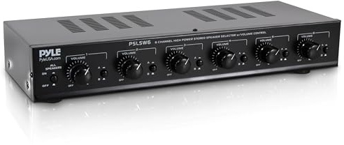 Pyle 6 Channel Speaker Selector Switch - Multi Zone A B Speaker Distribution Controller Box w/Independent Audio Source Volume Control, Supports Home Theater Stereo Receiver System - PSLSW6