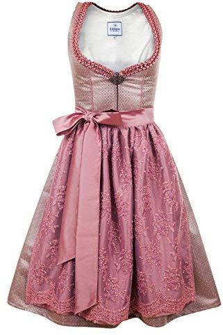 Edelnice Trachtenmode Exklusives Designer Midi Dirndl Amalie inkl. bestickter Spitzen Dirndlschürze Gr. 32-52