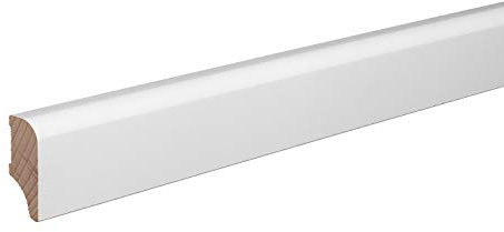 Sockelleiste München Buche Massivholz WEISS Oberkante Abgerundet 40mm